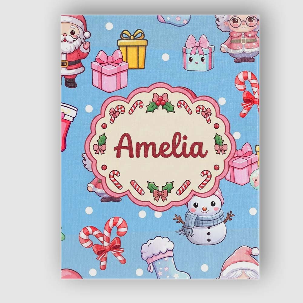 Personalised Name Cute Santa Snowman Gifts Custom Unique Gift Idea Elegant Feature Canvas Wall Art Print Decor Picture Ready to Hang