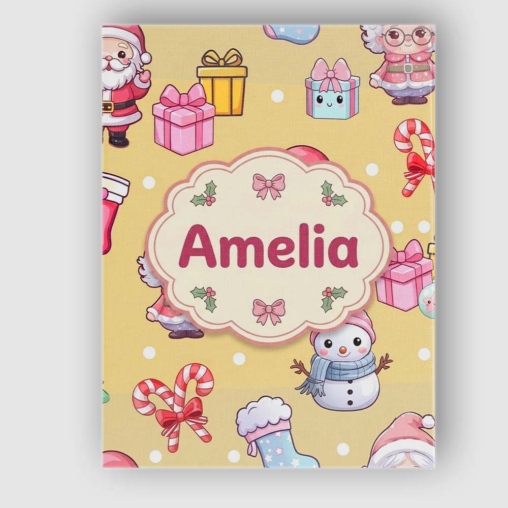 Personalised Name Cute Santa Snowman Gifts Custom Unique Gift Idea Elegant Feature Canvas Wall Art Print Decor Picture Ready to Hang