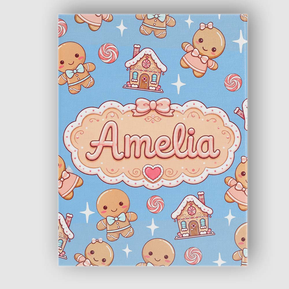 Personalised Name Cute Gingerbread Cookies Custom Unique Gift Idea Elegant Feature Canvas Wall Art Print Decor Picture Ready to Hang