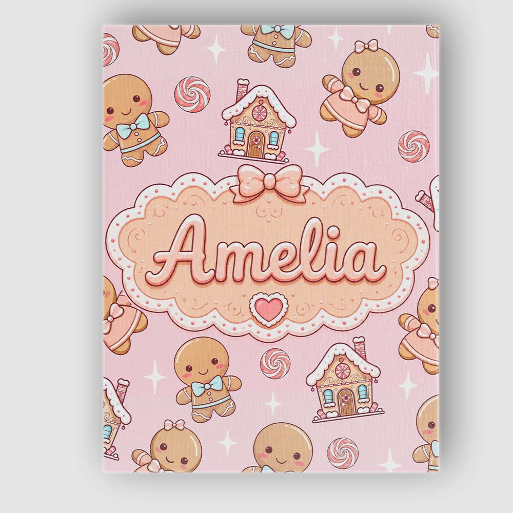 Personalised Name Gingerbread Cookies Candy Custom Bespoke Interior Contemporary Canvas Wall Art Print Decor Picture Ready to Hang