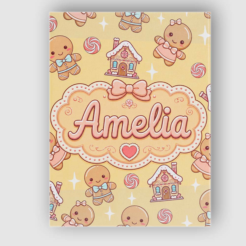 Personalised Name Gingerbread Cookies Candy Custom Bespoke Interior Contemporary Canvas Wall Art Print Decor Picture Ready to Hang