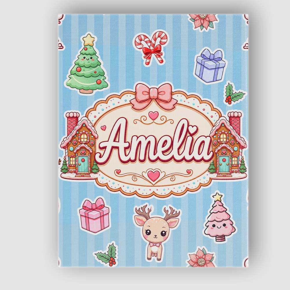 Personalised Name Christmas Gingerbread Custom Modern Room Accent Elegant Feature Canvas Wall Art Print Decor Picture Ready to Hang