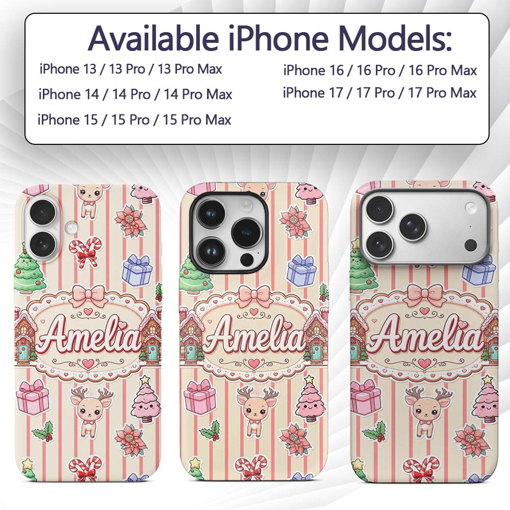 Christmas Gingerbread House Snowman Seamless Custom Name Protective Phone Case Mobile Cover Durable Everyday Smartphone Shock Resistant