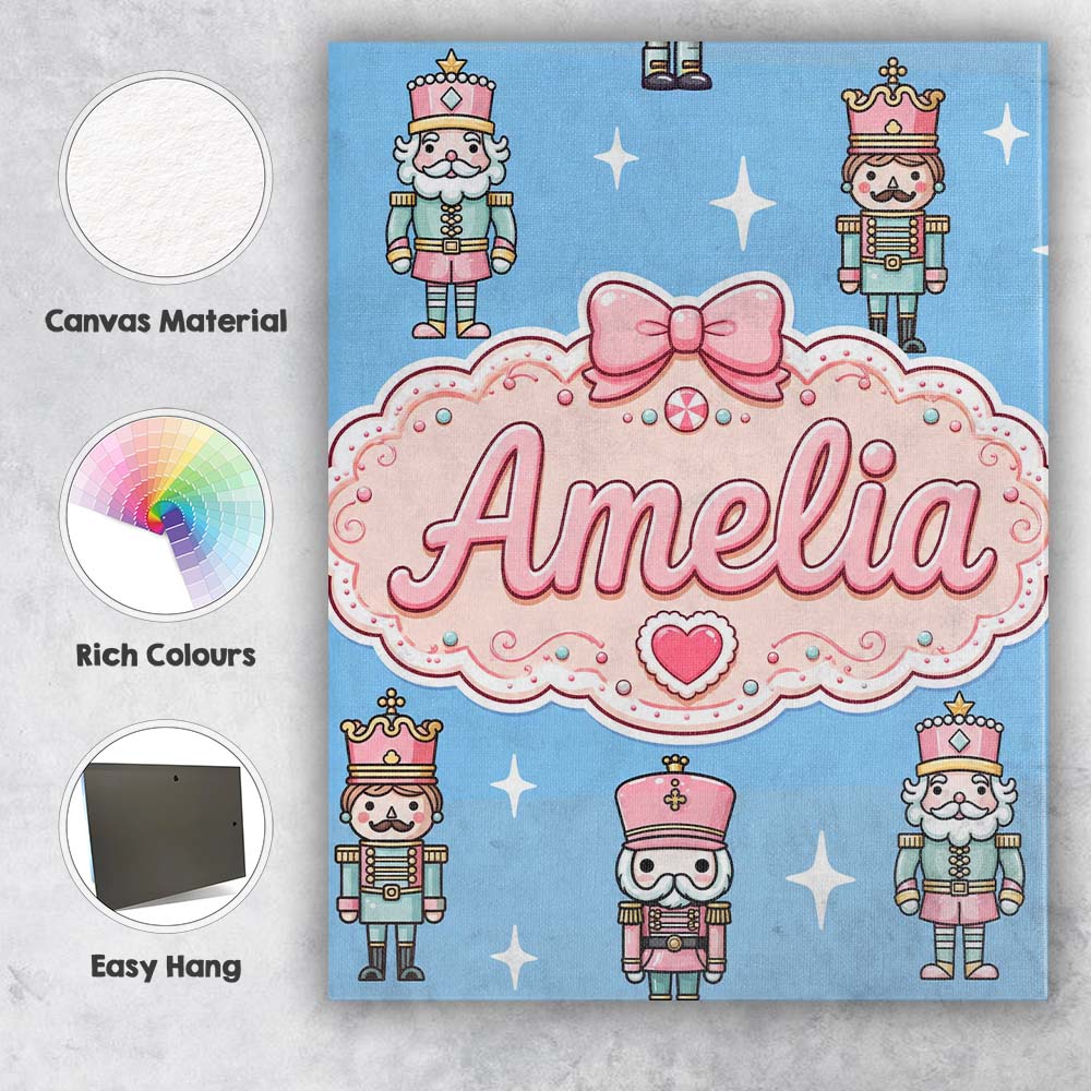 Personalised Name Nutcracker Soldiers Custom Modern Room Accent Creative Decorator Style Canvas Wall Art Print Decor Picture Ready to Hang