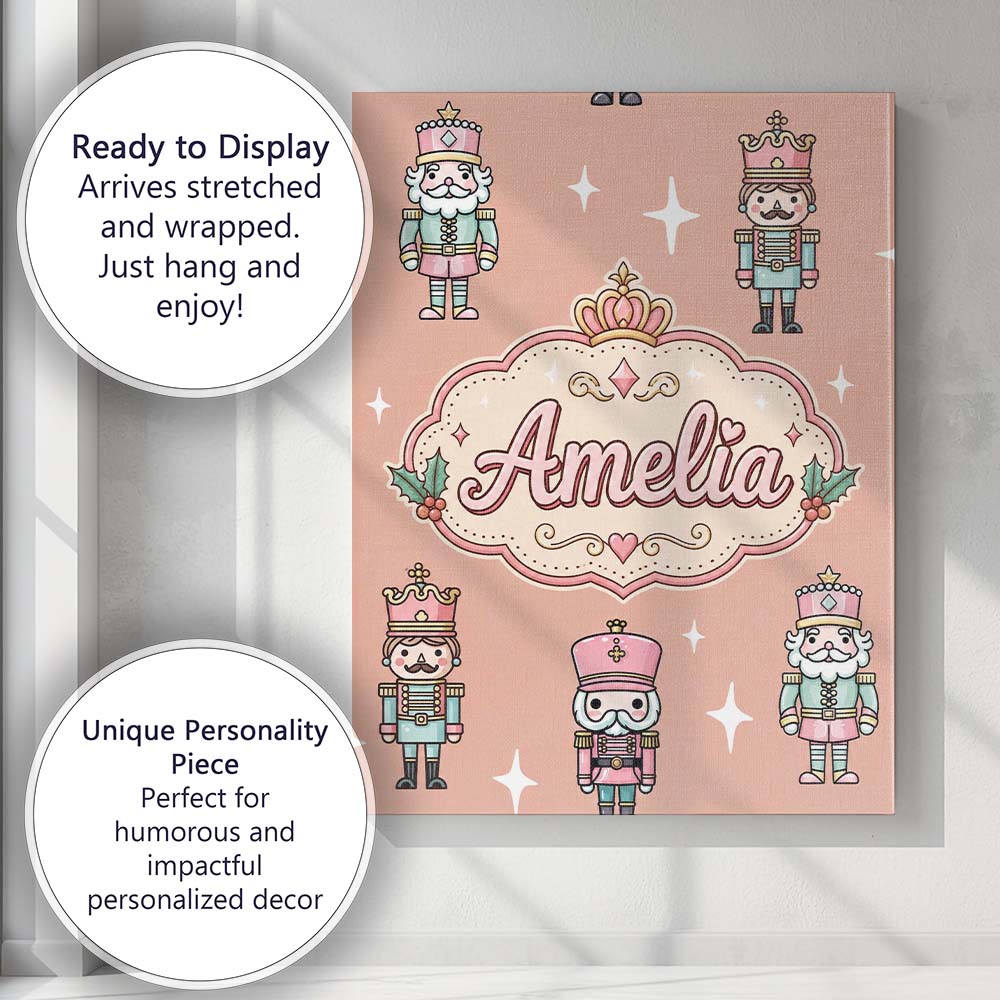Personalised Name Nutcracker Soldiers Custom Modern Room Accent Creative Decorator Style Canvas Wall Art Print Decor Picture Ready to Hang