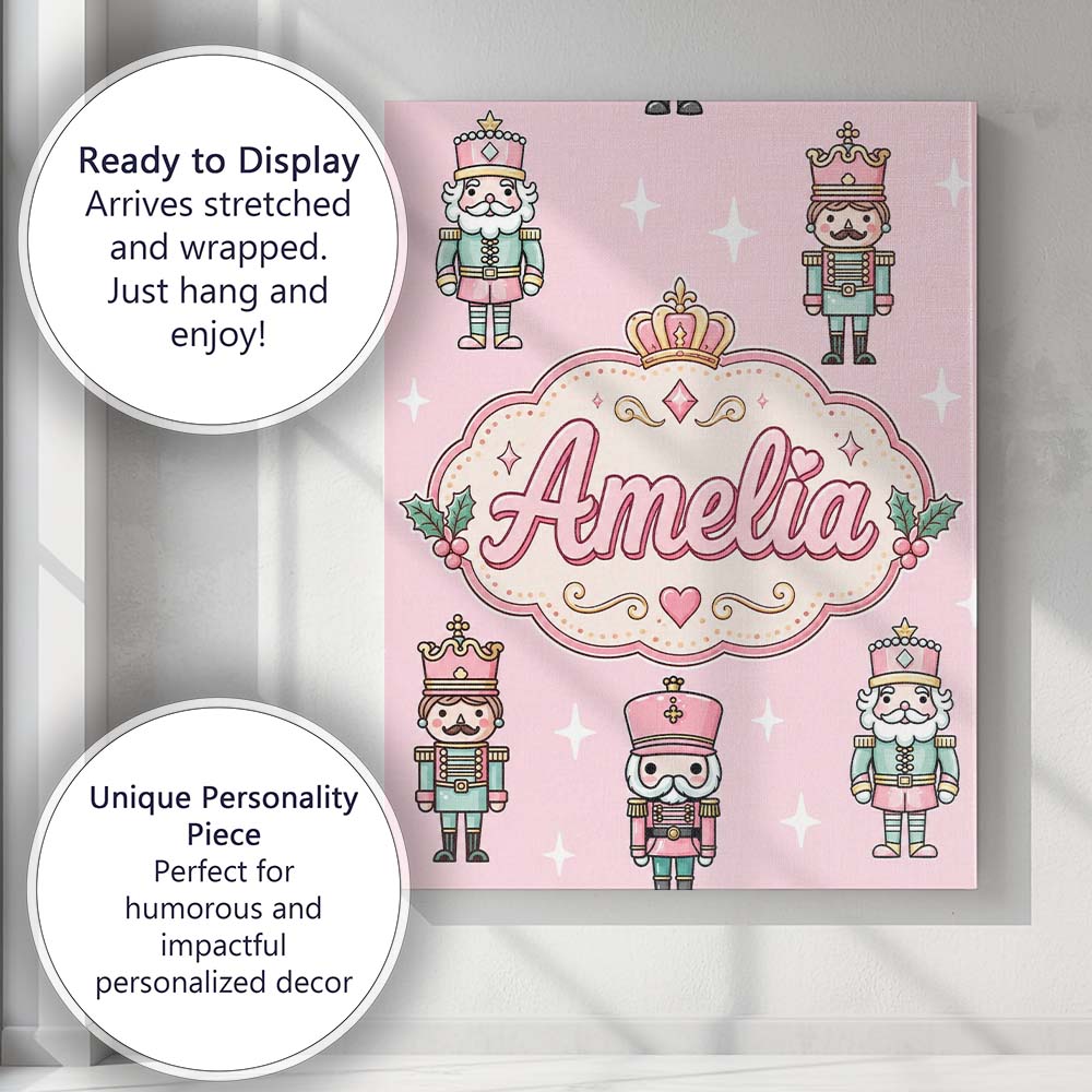 Personalised Name Nutcracker Soldiers Custom Modern Room Accent Creative Decorator Style Canvas Wall Art Print Decor Picture Ready to Hang