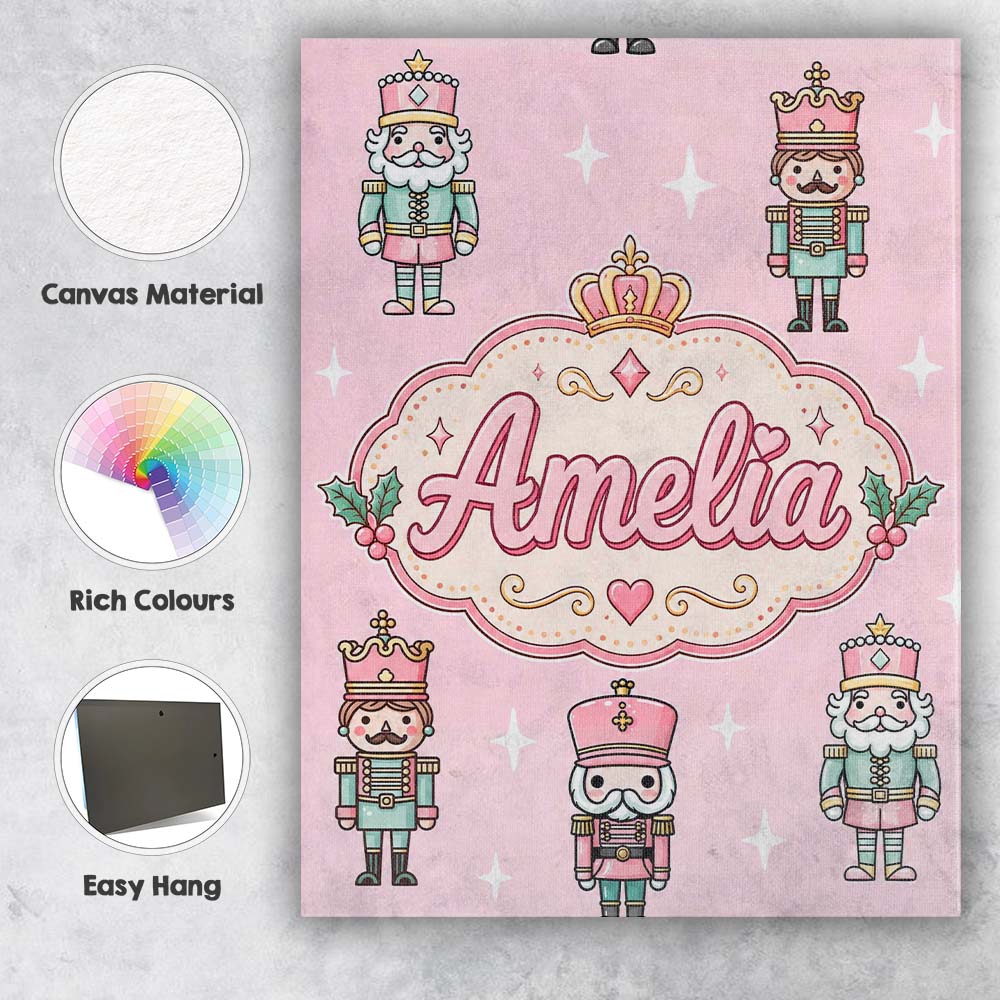 Personalised Name Nutcracker Soldiers Custom Modern Room Accent Creative Decorator Style Canvas Wall Art Print Decor Picture Ready to Hang