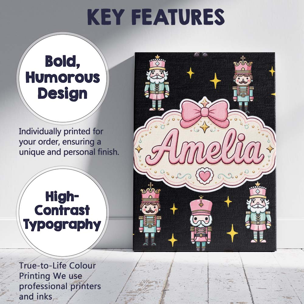 Personalised Name Pastel Nutcracker Soldiers Custom Bespoke Contemporary Display Canvas Wall Art Print Decor Picture Ready to Hang