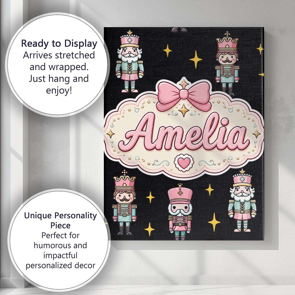Personalised Name Pastel Nutcracker Soldiers Custom Bespoke Contemporary Display Canvas Wall Art Print Decor Picture Ready to Hang