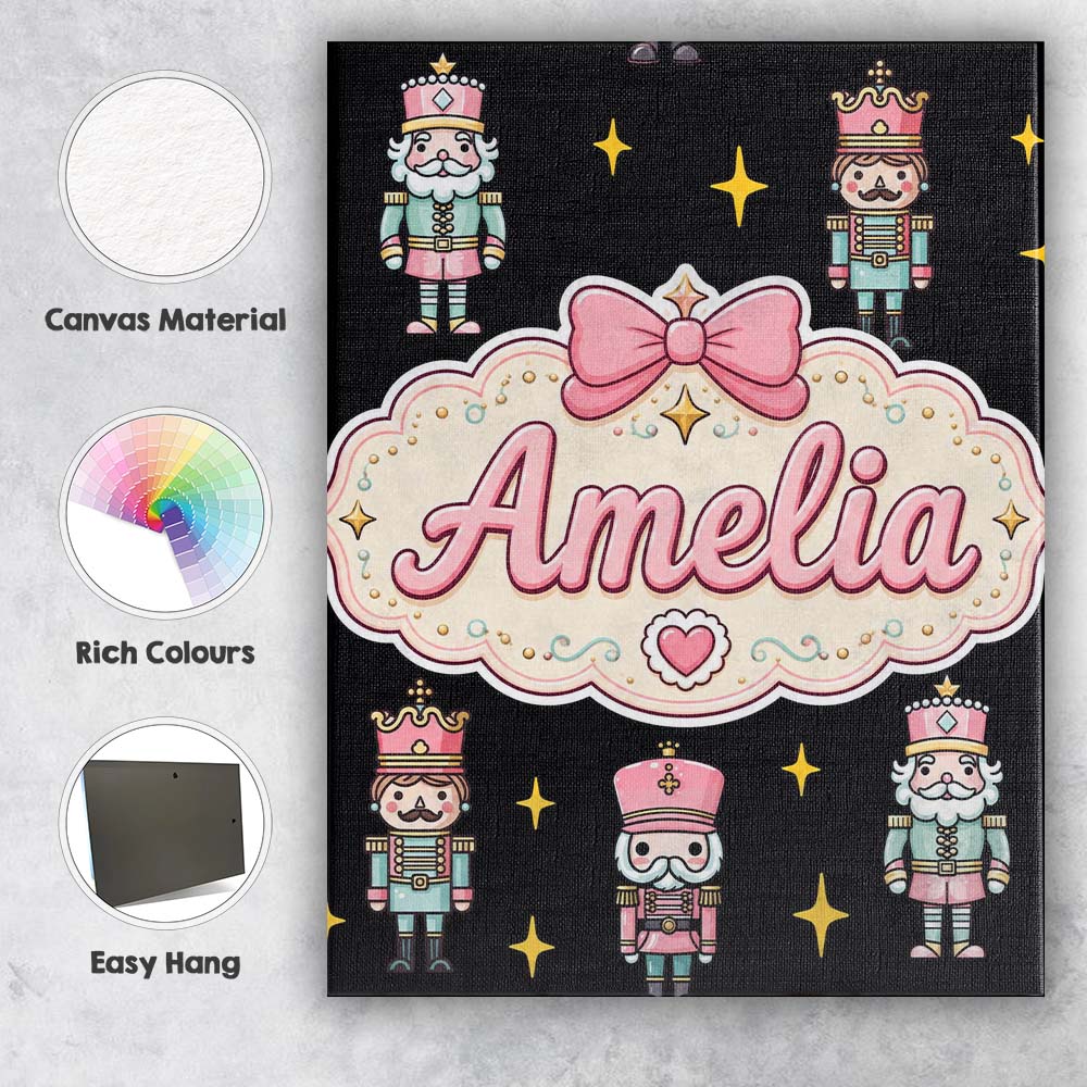 Personalised Name Pastel Nutcracker Soldiers Custom Bespoke Contemporary Display Canvas Wall Art Print Decor Picture Ready to Hang