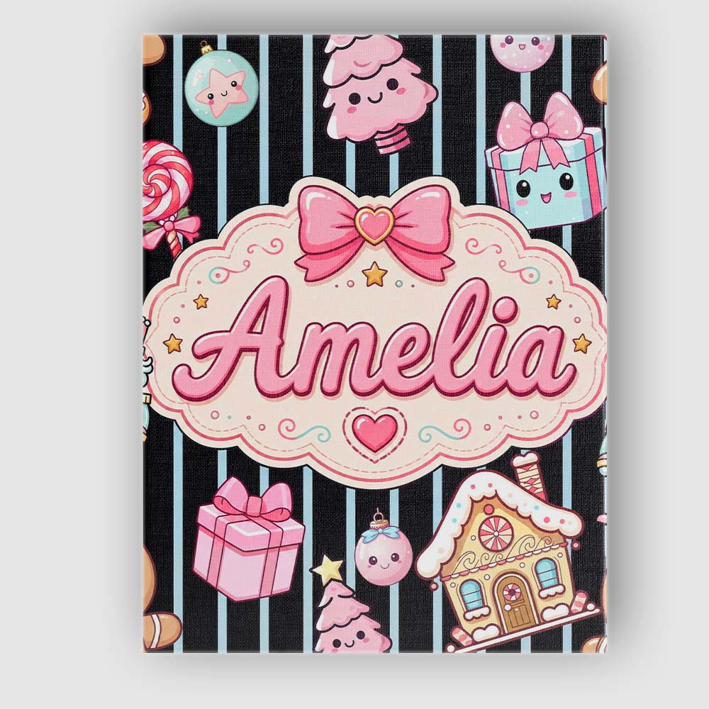 Personalised Name Cute Gingerbread Girl Custom Modern Room Accent Elegant Feature Canvas Wall Art Print Decor Picture Ready to Hang