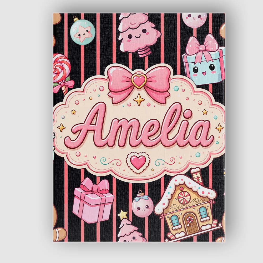 Personalised Name Cute Gingerbread Girl Custom Modern Room Accent Elegant Feature Canvas Wall Art Print Decor Picture Ready to Hang