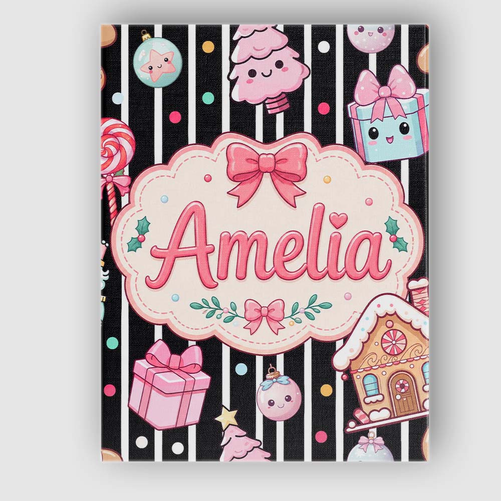 Personalised Name Cute Gingerbread Girl Custom Modern Room Accent Elegant Feature Canvas Wall Art Print Decor Picture Ready to Hang