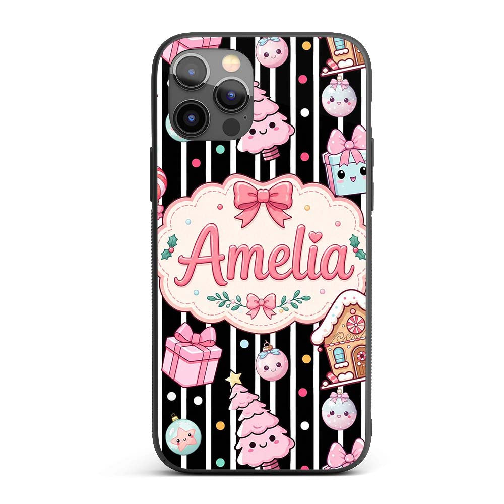 Cute Gingerbread Girl Candy House Soft Pastel Custom Name Protective Phone Case Mobile Cover Durable Everyday Smartphone Shock Resistant
