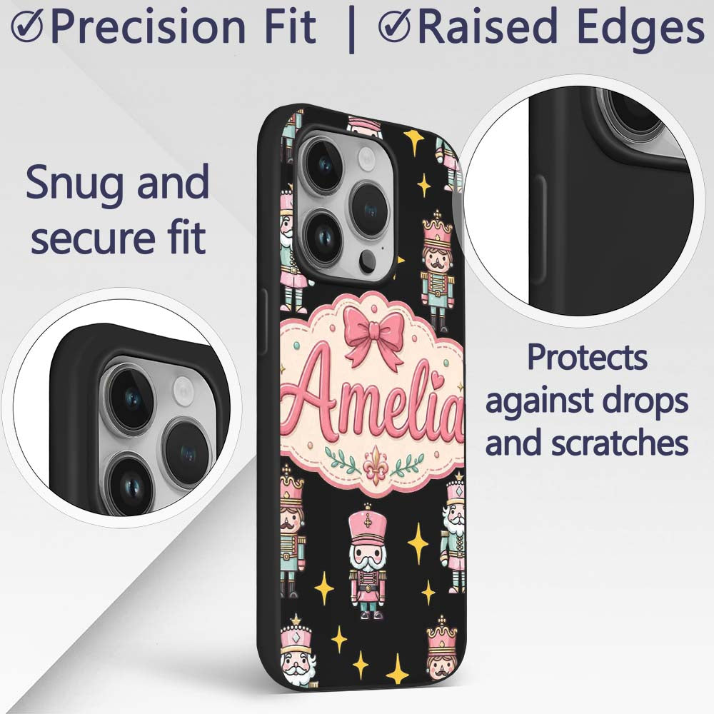 Cute Nutcracker Soldier Toy King Printed Design Custom Name Protective Phone Case Mobile Cover Durable Everyday Smartphone Shock Resistant
