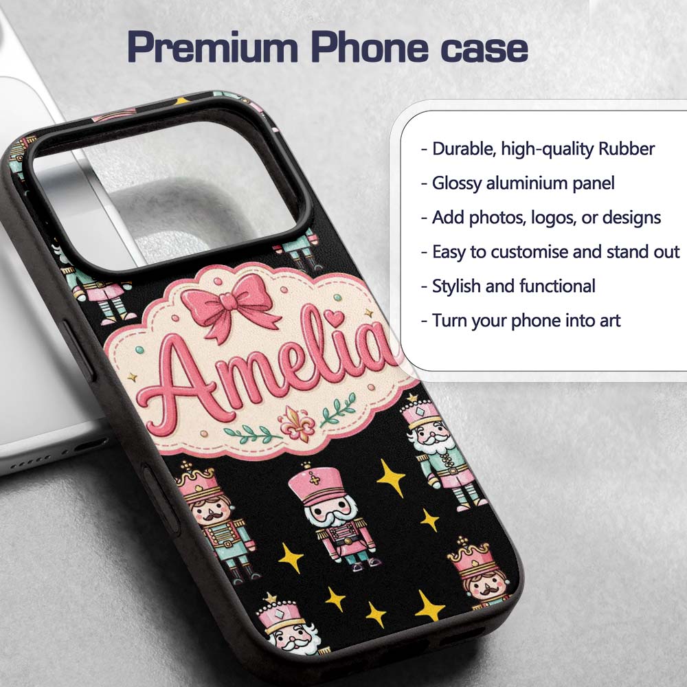 Cute Nutcracker Soldier Toy King Printed Design Custom Name Protective Phone Case Mobile Cover Durable Everyday Smartphone Shock Resistant