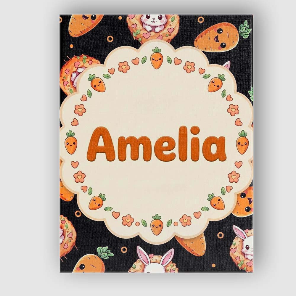 Personalised Name Cute Carrot Bunny Donut Custom Unique Gift Idea Elegant Feature Canvas Wall Art Print Decor Picture Ready to Hang