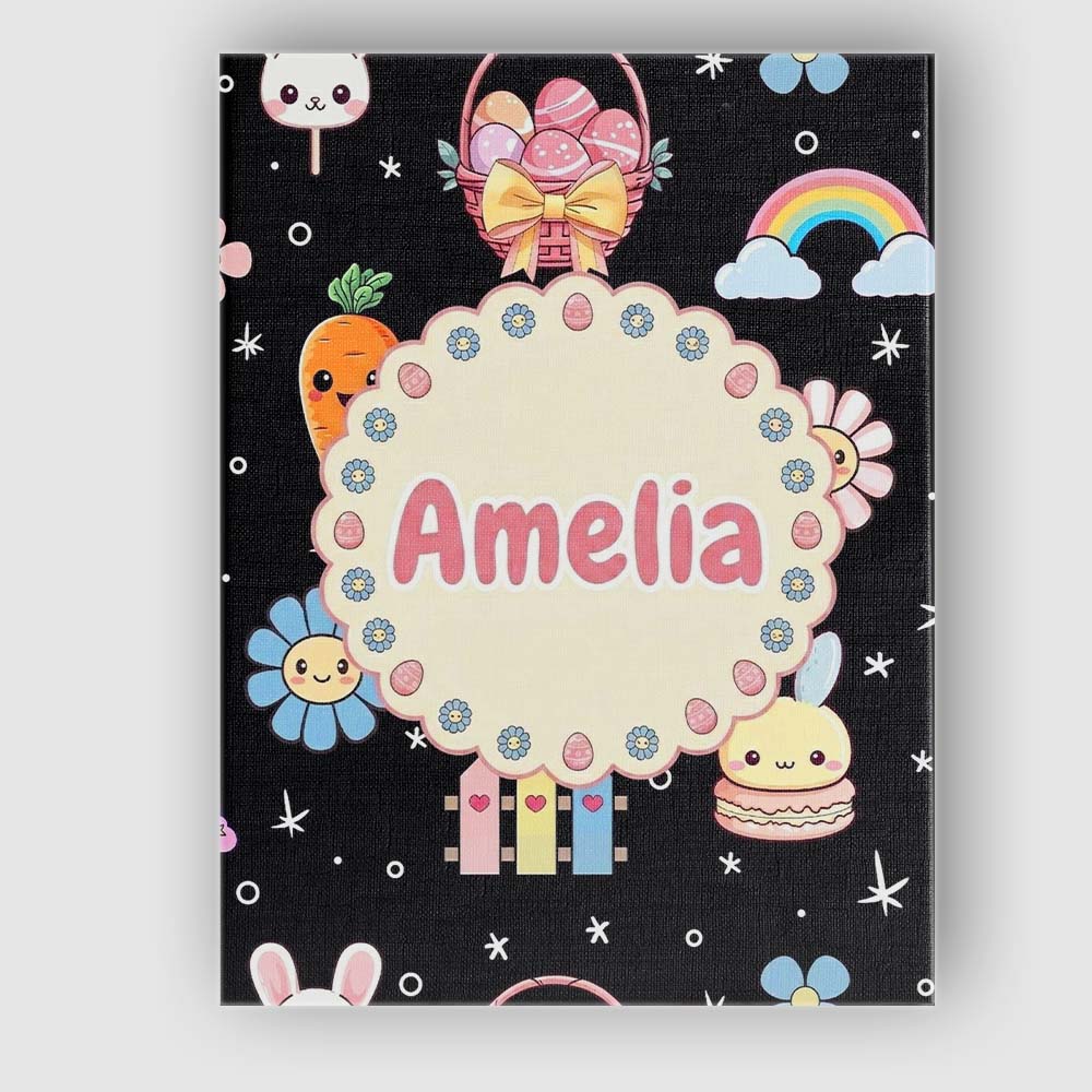 Personalised Name Easter Chick Bunny Carrot Custom Bespoke Interior Contemporary Canvas Wall Art Print Decor Picture Ready to Hang