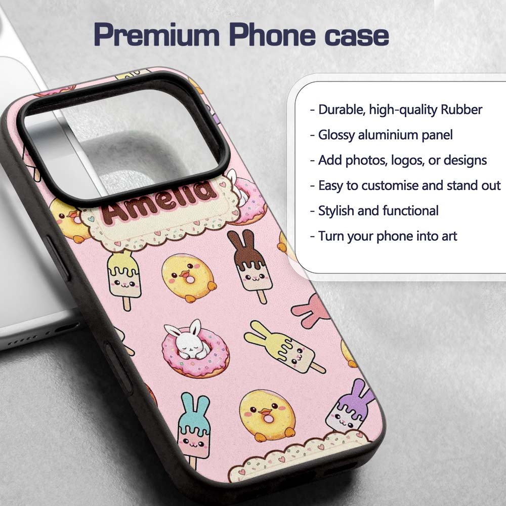 Cute Easter Bunny Ice Cream Donut Chick Kawaii Custom Name Protective Phone Case Mobile Cover Durable Everyday Smartphone Shock Resistant