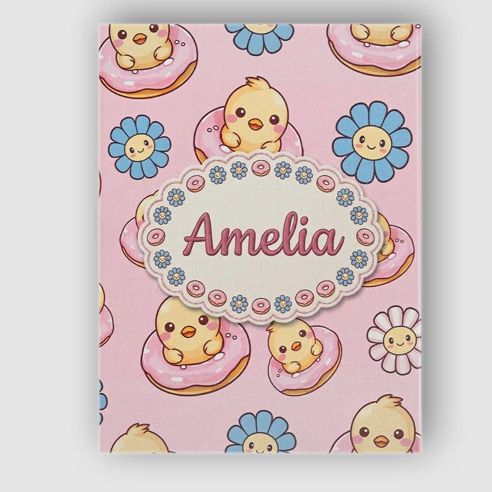 Personalised Name Kawaii Chick Sitting on Custom Unique Gift Idea Elegant Feature Canvas Wall Art Print Decor Picture Ready to Hang