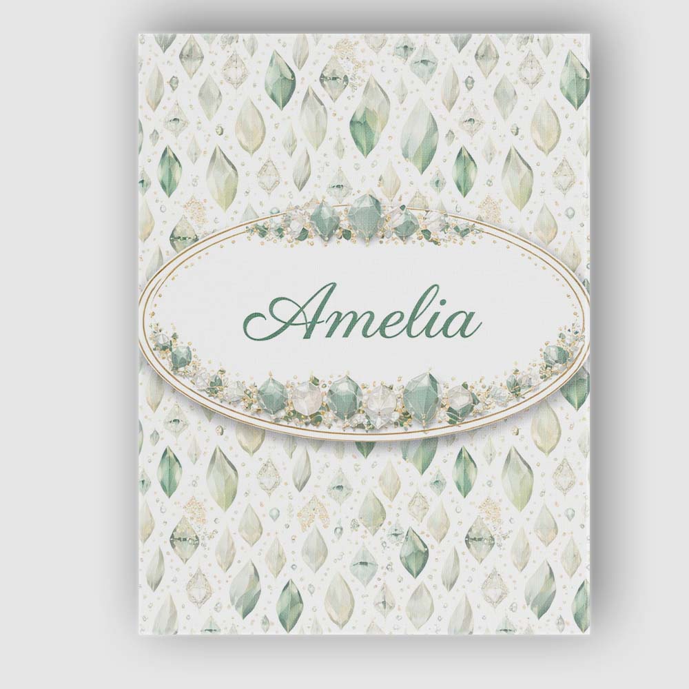 Personalised Name Elegant Pale Crystal Seamless Pattern Minimal Soft Custom Home Canvas Wall Art Print Decor Picture Ready to Hang