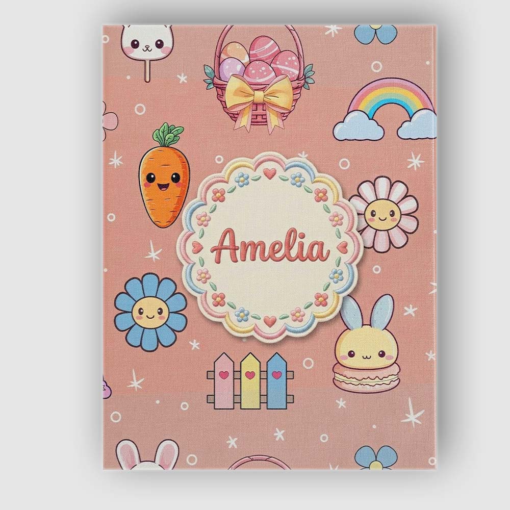 Personalised Name Easter Chick Bunny Custom Premium Decorative Design Modern Room Accent Canvas Wall Art Print Decor Picture Ready to Hang