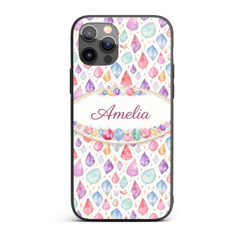 Soft Pastel Gemstone Seamless Light Background Custom Name Protective Phone Case Mobile Cover Durable Everyday Smartphone Shock Resistant