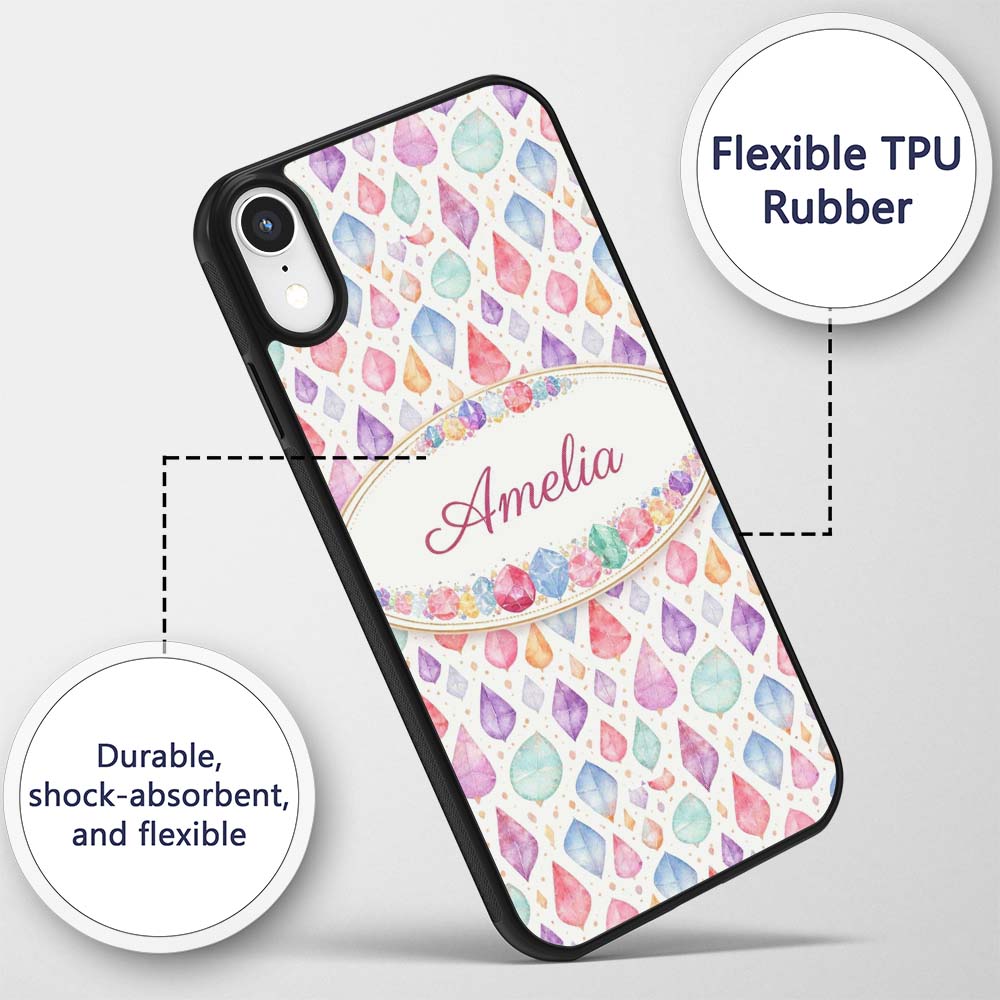 Soft Pastel Gemstone Seamless Light Background Custom Name Protective Phone Case Mobile Cover Durable Everyday Smartphone Shock Resistant