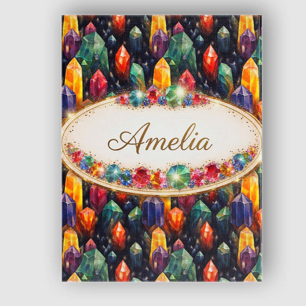 Personalised Name Watercolor Red Blue Crystal Seamless Pattern Custom Modern Room Accent Canvas Wall Art Print Decor Picture Ready to Hang