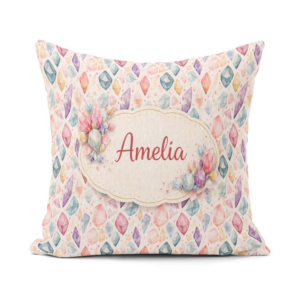 Custom Name Multicolor Crystal Seamless Soft Background Abstract Square Filled Cushion Throw Pillow Sofa Bed Home Decor Zip Washable UK Made
