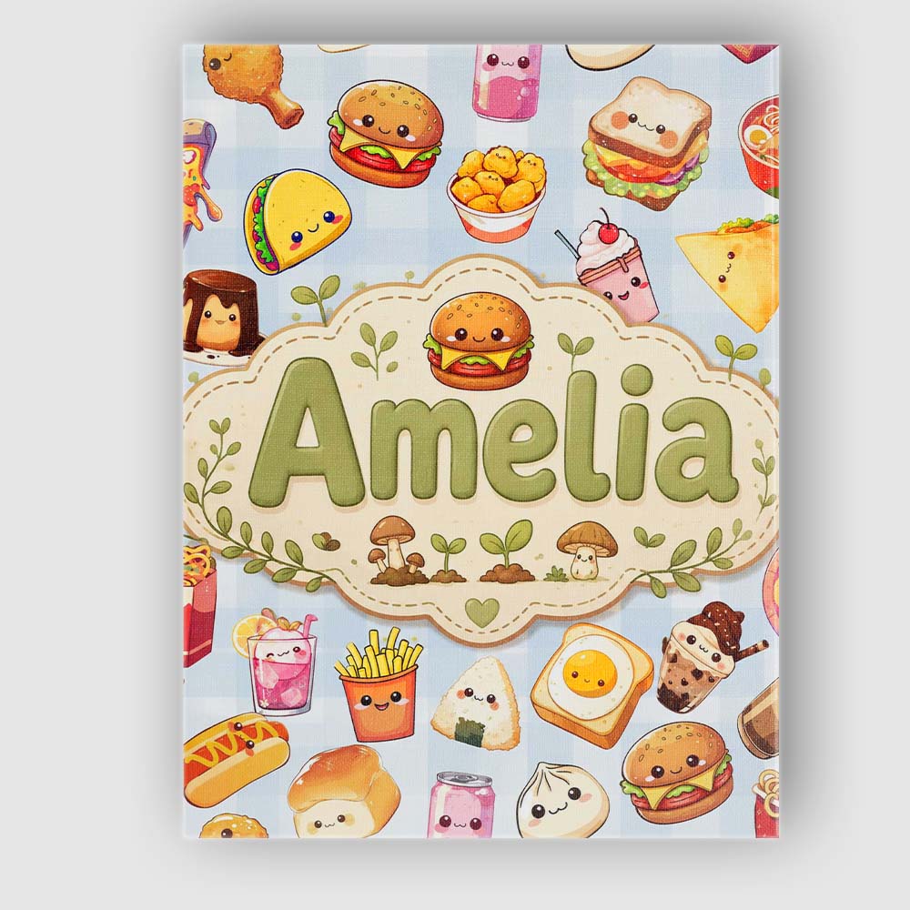 Personalised Name Cute Kawaii Fast Food Custom Modern Room Accent Elegant Feature Canvas Wall Art Print Decor Picture Ready to Hang