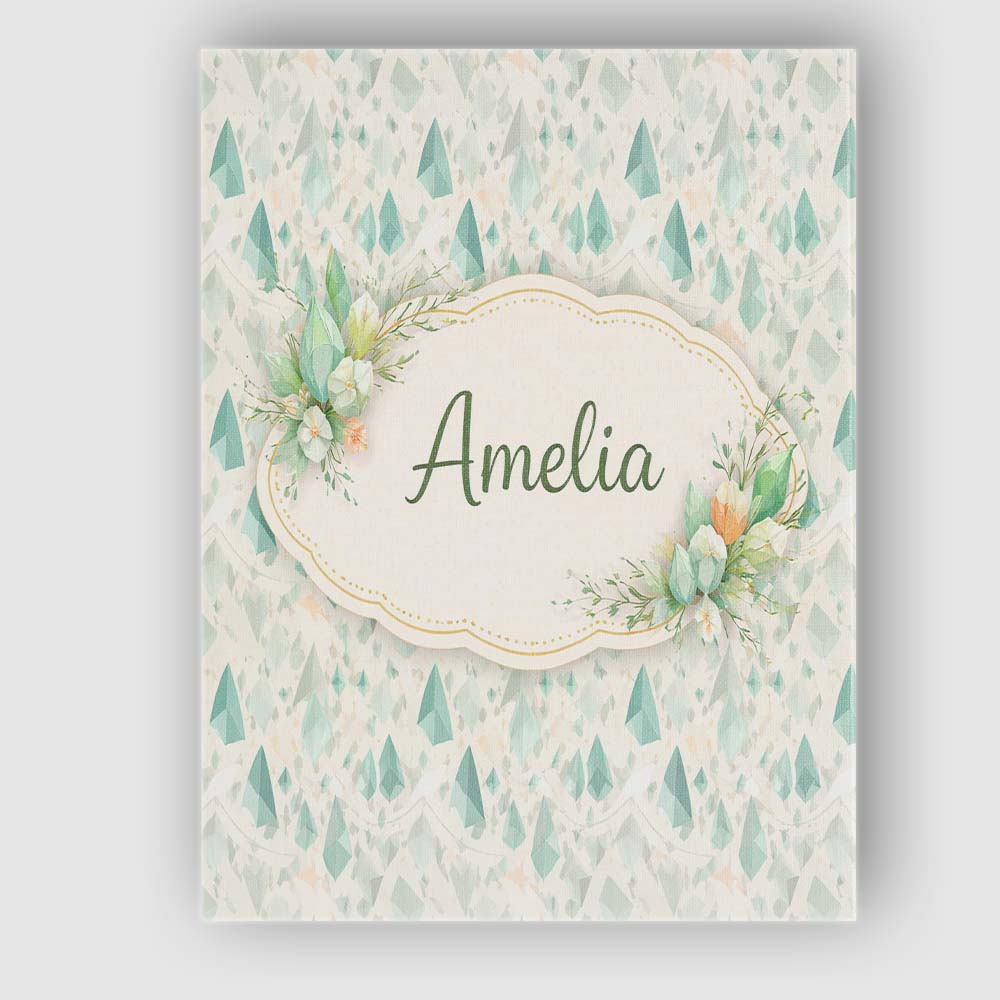 Personalised Name Soft Pastel Green Geometric Crystal Seamless Custom Modern Room Accent Canvas Wall Art Print Decor Picture Ready to Hang