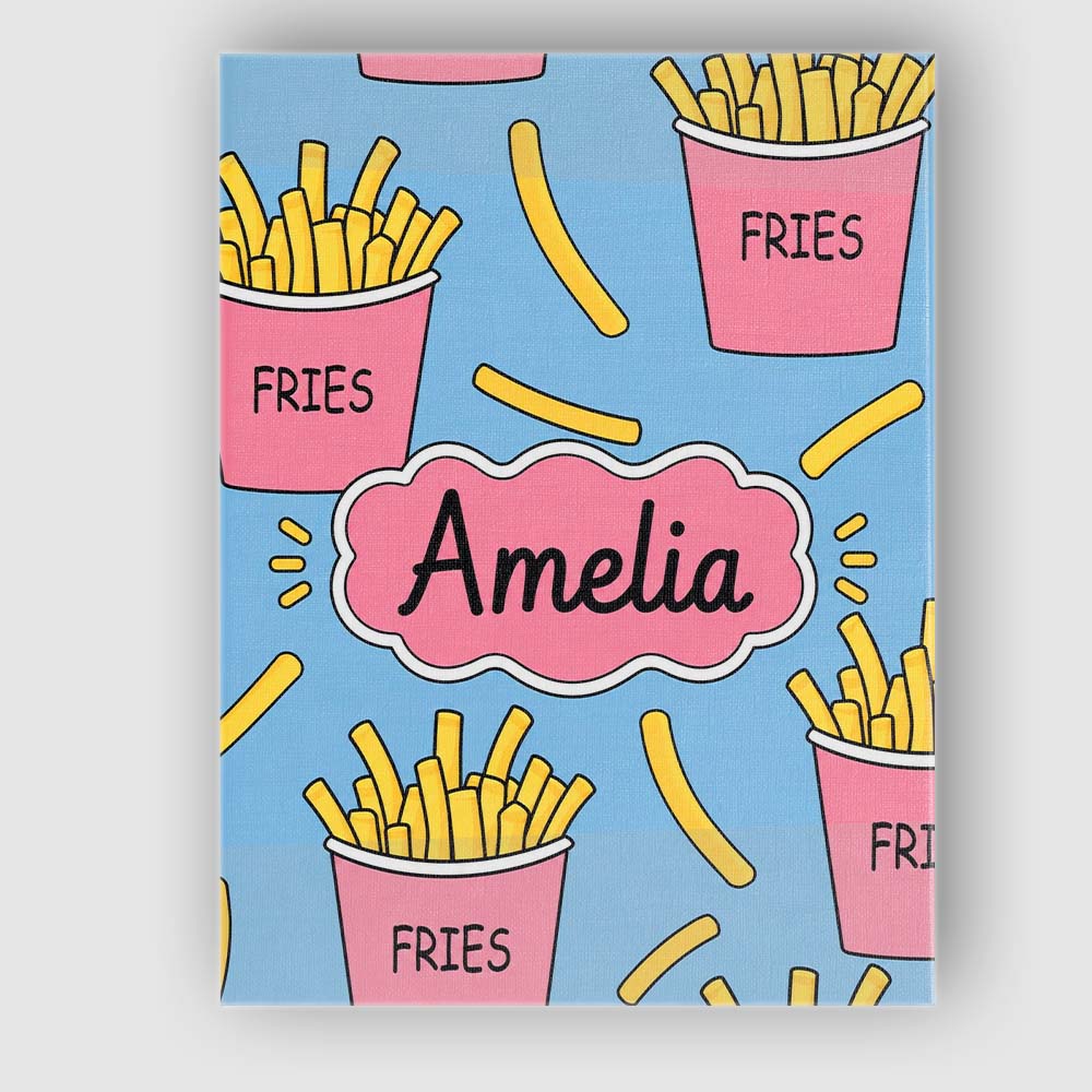 Personalised Name Cute French Fries Seamless Custom Bespoke Contemporary Display Canvas Wall Art Print Decor Picture Ready to Hang