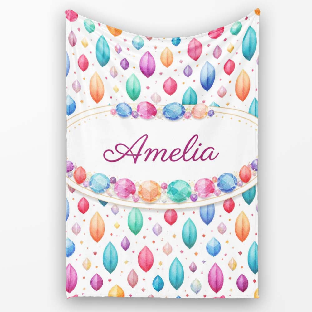 Minimal Multicolor Small Gemstone Scatter Seamless Pattern Lovely Personalised Custom Name Super Soft Fleece Blanket Bed Sofa Throw
