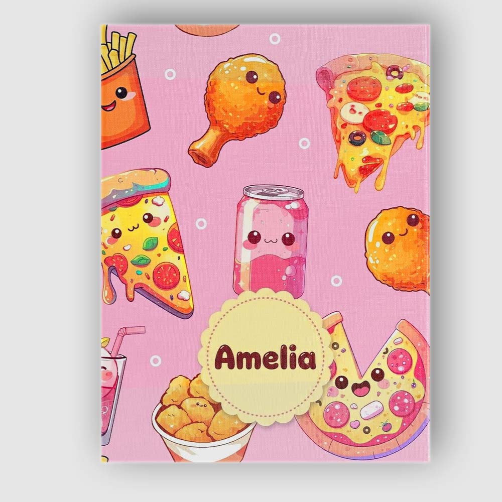 Personalised Name Cute Kawaii Fast Food Custom Modern Room Accent Elegant Feature Canvas Wall Art Print Decor Picture Ready to Hang
