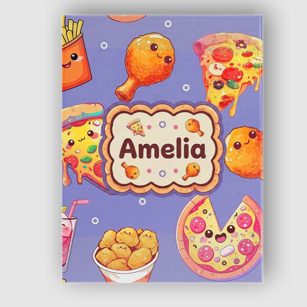 Personalised Name Cute Kawaii Fast Food Custom Modern Room Accent Elegant Feature Canvas Wall Art Print Decor Picture Ready to Hang