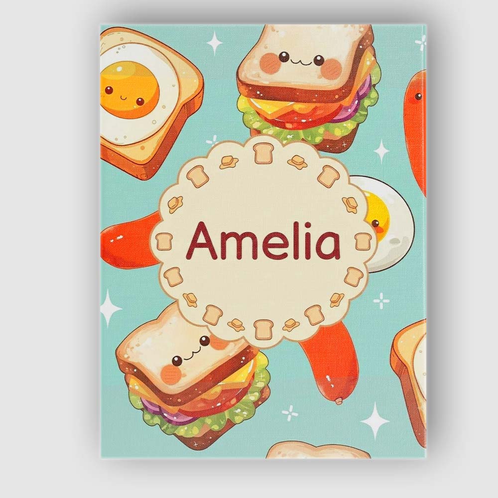 Personalised Name Breakfast Food Eggs Custom Modern Room Accent Creative Decorator Style Canvas Wall Art Print Decor Picture Ready to Hang