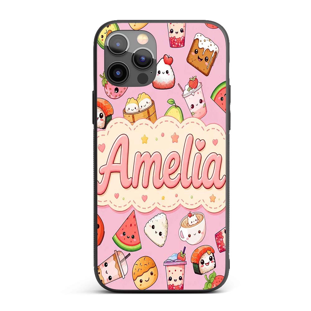 Kawaii Food Collection Sushi Fruit Drinks Soft Custom Name Protective Phone Case Mobile Cover Durable Everyday Smartphone Shock Resistant