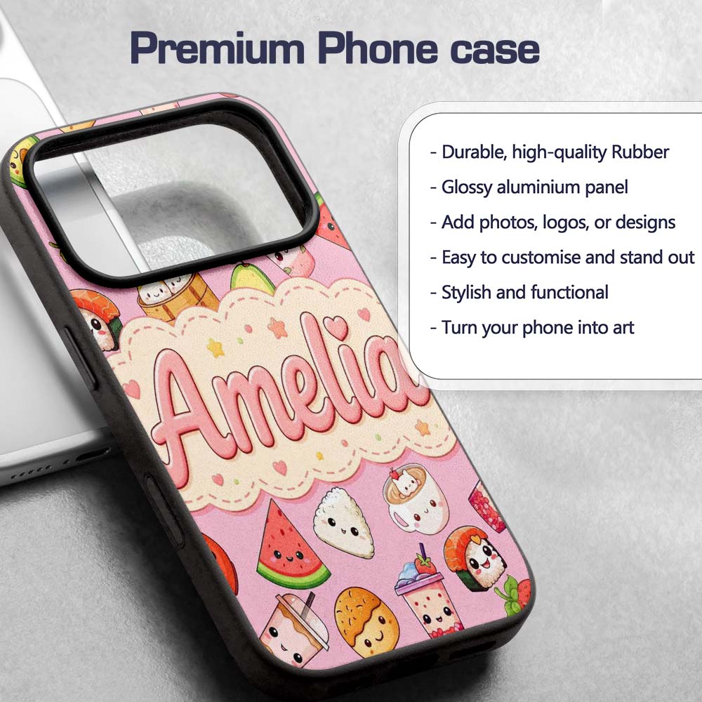 Kawaii Food Collection Sushi Fruit Drinks Soft Custom Name Protective Phone Case Mobile Cover Durable Everyday Smartphone Shock Resistant