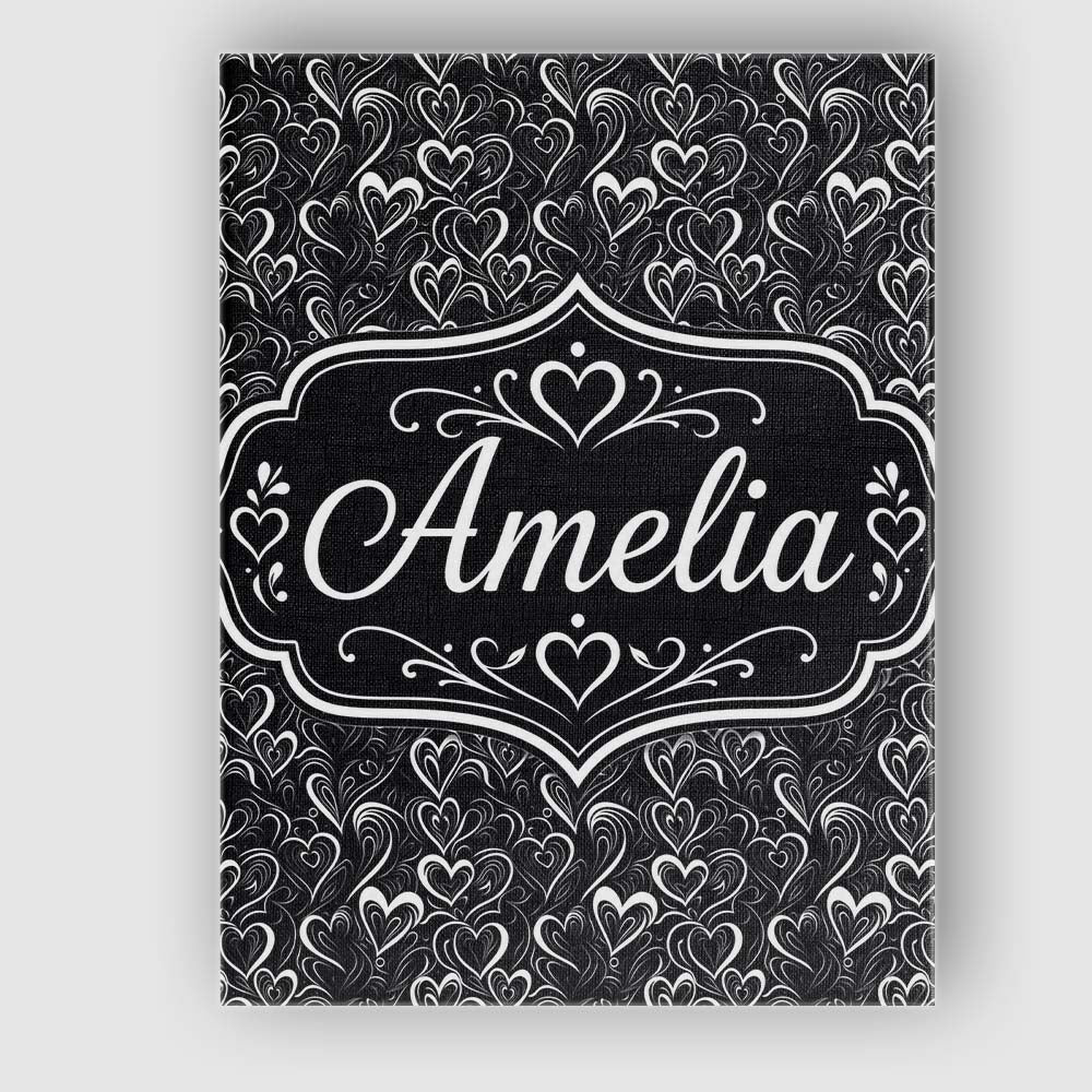 Personalised Name Elegant Black White Swirl Custom Bespoke Interior Contemporary Canvas Wall Art Print Decor Picture Ready to Hang