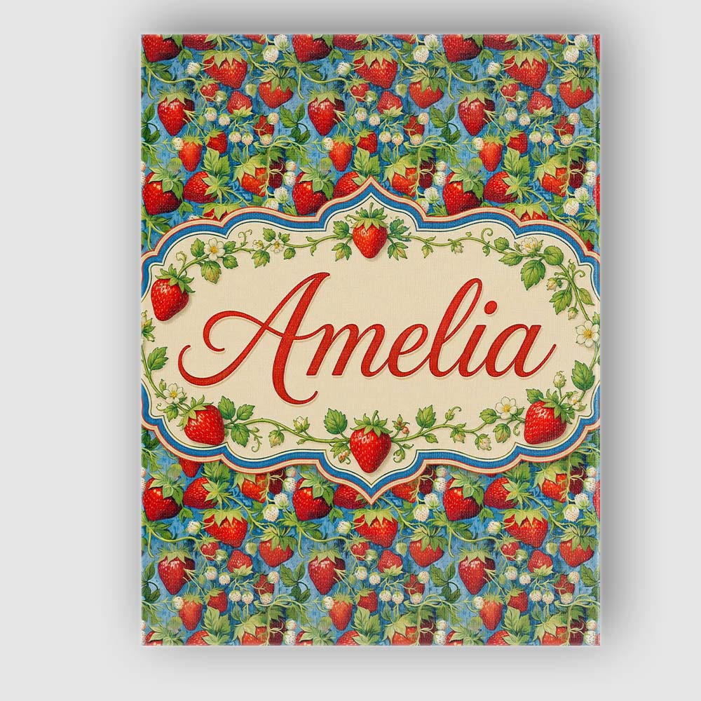 Personalised Name Juicy Strawberry Vine Custom Modern Room Accent Elegant Feature Canvas Wall Art Print Decor Picture Ready to Hang