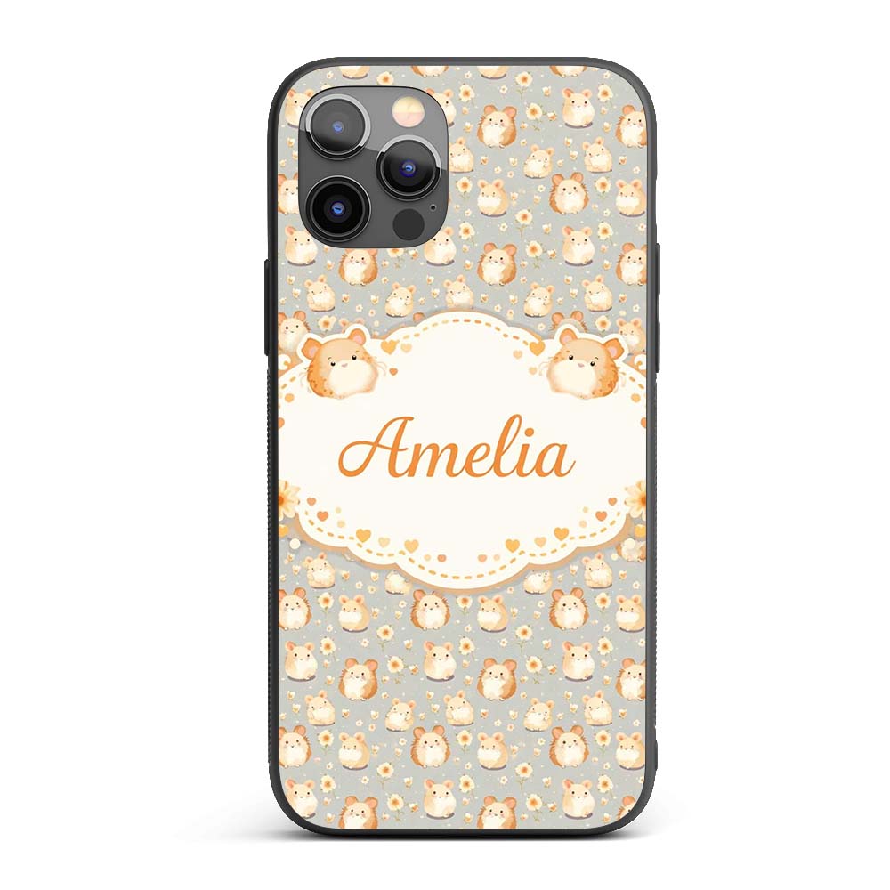 Soft Beige Hamster Daisy Floral Seamless Pattern Custom Name Protective Phone Case Mobile Cover Durable Everyday Smartphone Shock Resistant