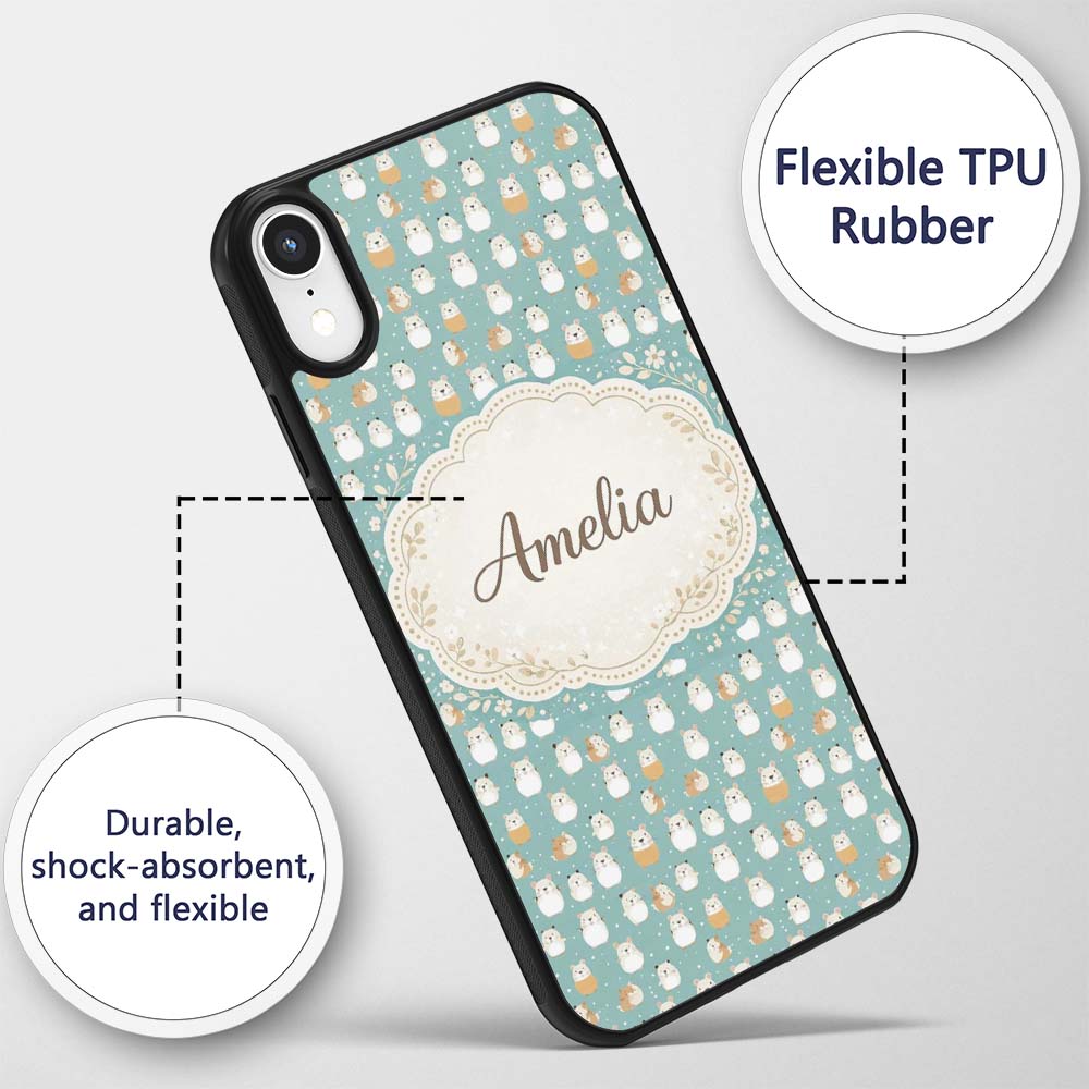 Cute Hamster Winter Snow Seamless Printed Design Custom Name Protective Phone Case Mobile Cover Durable Everyday Smartphone Shock Resistant