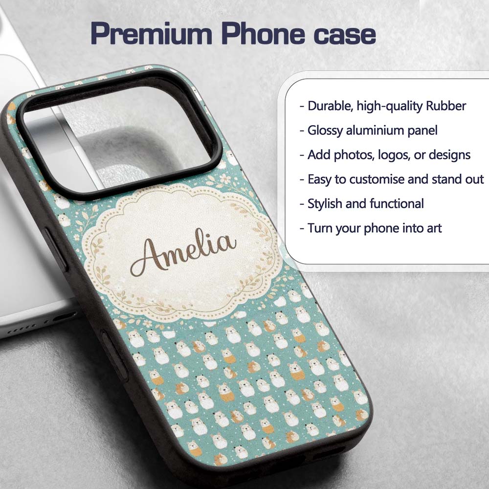 Cute Hamster Winter Snow Seamless Printed Design Custom Name Protective Phone Case Mobile Cover Durable Everyday Smartphone Shock Resistant