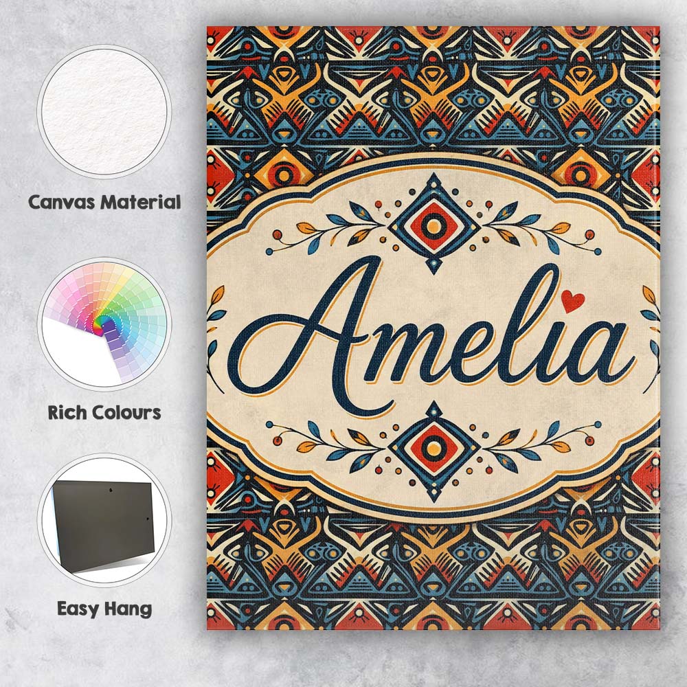 Personalised Name Abstract Tribal Geometric Custom Bespoke Interior Contemporary Canvas Wall Art Print Decor Picture Ready to Hang