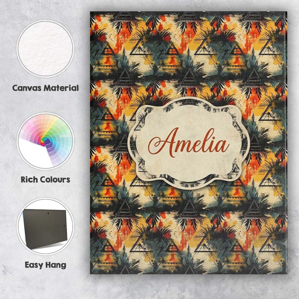 Personalised Name Grunge Tribal Abstract Custom Unique Gift Idea Elegant Feature Canvas Wall Art Print Decor Picture Ready to Hang