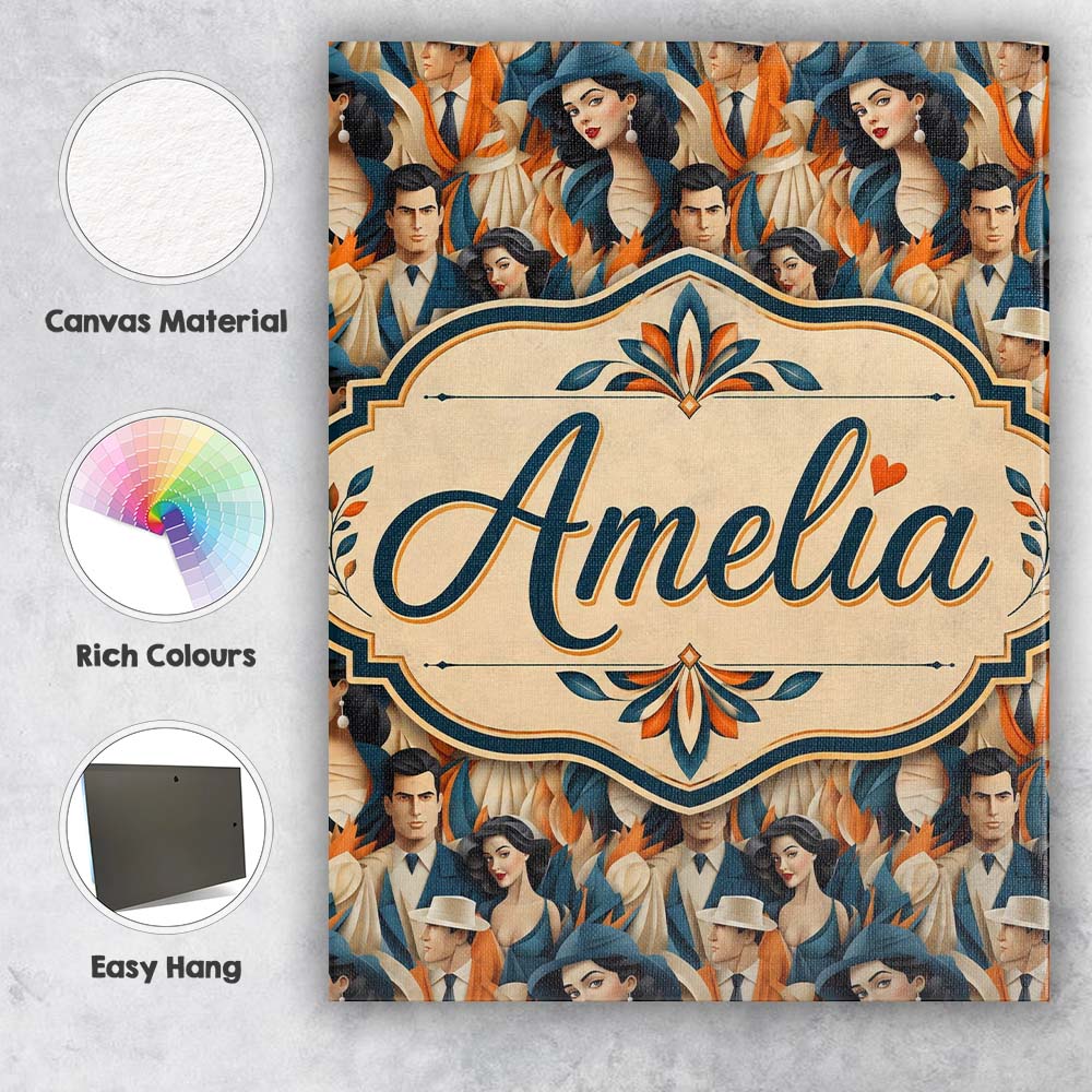Personalised Name Deco Fashion Couple Custom Unique Gift Idea Modern Room Accent Canvas Wall Art Print Decor Picture Ready to Hang