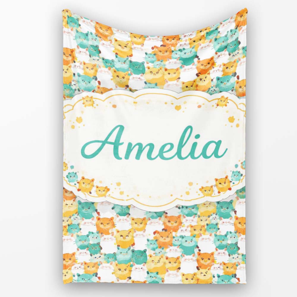 Colorful Hamster Crowd Cartoon Seamless Pattern Perfect Gift for Her Personalised Custom Name Super Soft Fleece Blanket Bed Sofa Throw
