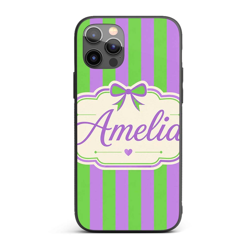 Green and Purple Wavy Stripe Abstract Seamless Custom Name Protective Phone Case Mobile Cover Durable Everyday Smartphone Shock Resistant