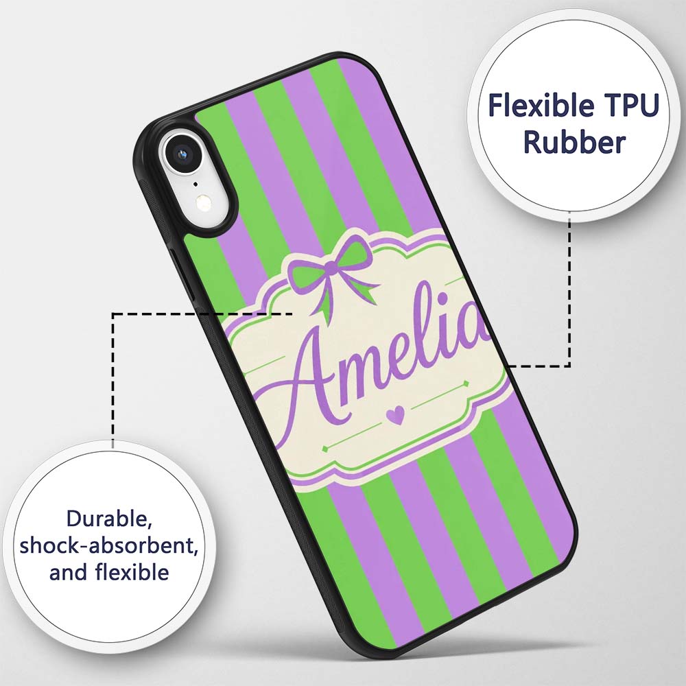 Green and Purple Wavy Stripe Abstract Seamless Custom Name Protective Phone Case Mobile Cover Durable Everyday Smartphone Shock Resistant